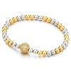 Beautiful Gold Silver Two-Tone Beads Bracelet for Women with Cubic Zirconia Ball - COOLSTEELANDBEYOND Jewelry