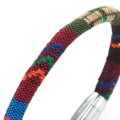 Colorful Tribal Folk Ethnic Mens Womens Cotton Wristband Wrap Bangle Bracelet with Magnetic Clasp - COOLSTEELANDBEYOND Jewelry