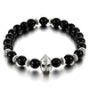 COOLSTEELANDBEYOND 8MM Mens Black Onyx Beads Bracelet with Warrior Mask Charm - coolsteelandbeyond