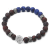 COOLSTEELANDBEYOND 8MM Mens Womens Matt Black Blue Gem Stone Beads Bracelet with Star Circle Charm, Stretchable - coolsteelandbeyond