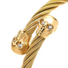Adjustable Men Skull Bangle Bracelet Stainless Steel Cuff Bracelet Gold Color Polished - COOLSTEELANDBEYOND Jewelry