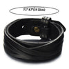 COOLSTEELANDBEYOND Classic Mens Stripe Leather Bracelet Black Genuine Leather Wristband - coolsteelandbeyond
