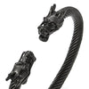 COOLSTEELANDBEYOND Elastic Adjustable Mens Dragon Bracelet Steel Twisted Cable Bangle Cuff Bracelet Polished - coolsteelandbeyond