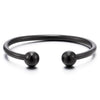 COOLSTEELANDBEYOND Elastic Adjustable Stainless Steel Ball Cuff Bangle Bracelet for Men Women Polished - COOLSTEELANDBEYOND Jewelry