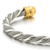 COOLSTEELANDBEYOND Elastic Adjustable Stainless Steel Twisted Cable Bangle Bracelet for Men Women Silver Gold Polished - coolsteelandbeyond