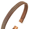 COOLSTEELANDBEYOND Elastic Adjustable Stainless Steel Brown Braided Interwoven Cable Bangle Bracelet for Men Women - coolsteelandbeyond