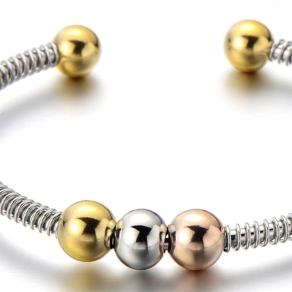 COOLSTEELANDBEYOND Elastic Adjustable Stainless Steel Charm Bangle Cuff Bracelet for Women and - COOLSTEELANDBEYOND Jewelry