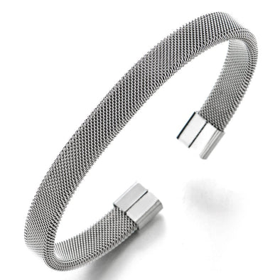 Elastic Adjustable Stainless Steel Mesh Cable Bangle Bracelet for Men Women - COOLSTEELANDBEYOND Jewelry