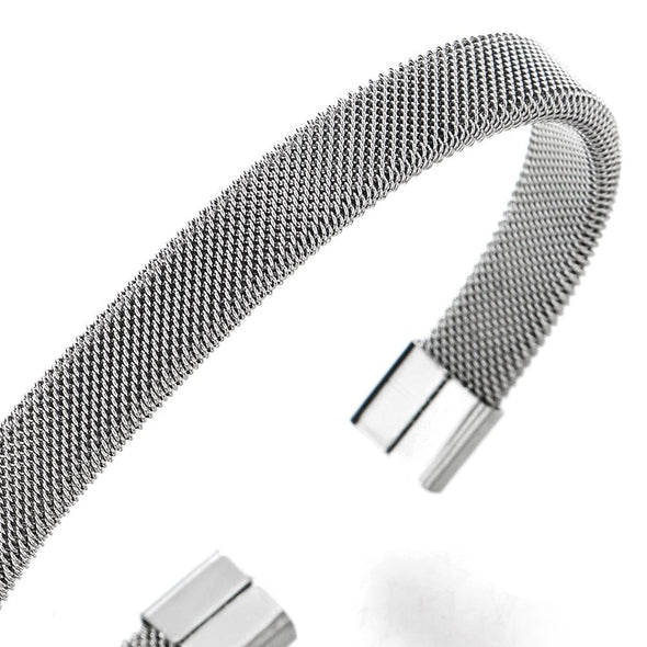 Elastic Adjustable Stainless Steel Mesh Cable Bangle Bracelet for Men Women
