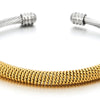 COOLSTEELANDBEYOND Elastic Adjustable Steel Twisted Cable Cuff Bangle Bracelet for Men Women Silver Gold Polished - coolsteelandbeyond