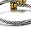 COOLSTEELANDBEYOND Elastic Adjustable Unisex Steel Twisted Cable Cuff Bangle Bracelet for Men Women Silver Gold Two-Tone - coolsteelandbeyond