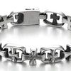 COOLSTEELANDBEYOND Exquisite Stainless Steel Cross Link Chain Bracelet for Men, Rock Punk Biker Faith - coolsteelandbeyond