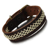 Fashion Mens Brown Leather Bracelet Genuine Leather Bangle Interwoven Design - COOLSTEELANDBEYOND Jewelry