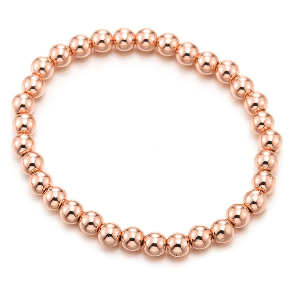 COOLSTEELANDBEYOND Gold Color Beads Bracelet for Women Men - COOLSTEELANDBEYOND Jewelry