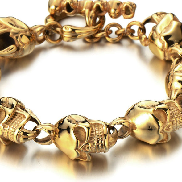 Skull Bracelet for Man 8mm Natural Labradorite Beads – J F M