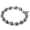 Gothic Biker Link of Fancy Skulls Bracelet for Men Women, Silver Color, Toggle Clasp - COOLSTEELANDBEYOND Jewelry