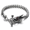 COOLSTEELANDBEYOND Gothic Biker Men Stainless Steel Dragon Curb Chain Bracelet Red Cubic Zirconia Toggle Clasp - coolsteelandbeyond