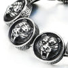 Gothic Punk Circle Link of Tiger Bracelet for Men Retro Style Silver Black Two-Tone Polished - COOLSTEELANDBEYOND Jewelry