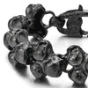 COOLSTEELANDBEYOND Gothic Punk Large Stainless Steel Triple Skulls Bracelet for Men for Silver Color Polished - coolsteelandbeyond