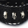 COOLSTEELANDBEYOND Gothic Punk Men’s Skull Bracelet Large Genuine Black Leather Wristband - coolsteelandbeyond