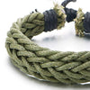COOLSTEELANDBEYOND Green Braided Cotton Rope Wristband Wrap Bracelet for Men Women, Adjustable - coolsteelandbeyond
