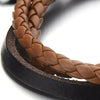 Hand-Made Multi-Strand Brown Braided Leather Bracelet for Men Women Leather Wristband Wrap Bracelet - COOLSTEELANDBEYOND Jewelry