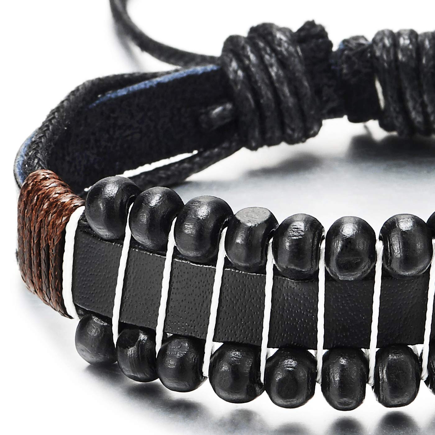 Black Leather and Silver Handmade Wrap Bracelet Women's 