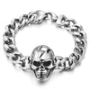 Heavy and Study Mens Biker Stainless Steel Lightning Skull Curb Chain Bracelet, Polished - COOLSTEELANDBEYOND Jewelry