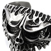 COOLSTEELANDBEYOND Heavy and Study Mens Stainless Steel Biker Flame Skull Cuff Bangle Bracelet Silver Black Two-Tone - coolsteelandbeyond