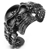 Heavy and Study Mens Stainless Steel Biker Skull Cuff Bangle Bracelet Silver Black Two-Tone Polished - COOLSTEELANDBEYOND Jewelry