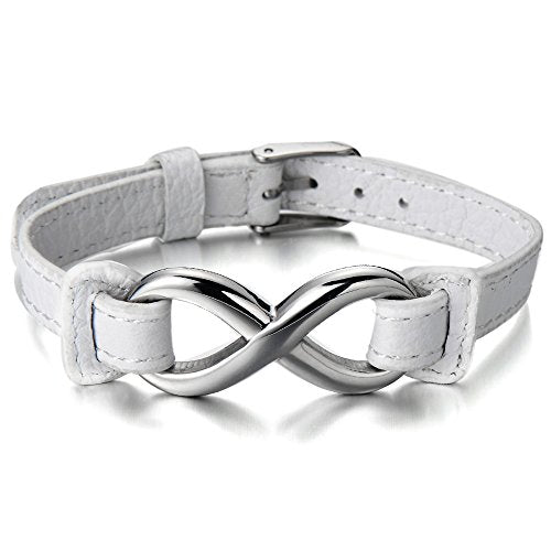COOLSTEELANDBEYOND Infinity Love Genuine Leather Bracelet for Men and Women Stainless Steel… - coolsteelandbeyond