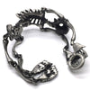 COOLSTEELANDBEYOND Large Stainless Steel Skull Skeleton Bracelet for Men for Gothic Punk Old Used Metal Treatment - coolsteelandbeyond