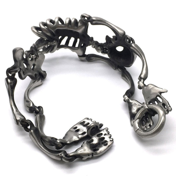 Biker Bracelet Men's Polished Stainless Steel Punk Biker Rocker Skull Head Chain... Biker Jewelry For Men - Foto 1