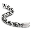 COOLSTEELANDBEYOND Masculine Mens Interwoven Braided Link Chain Bracelet with Box Spring Clasp, Stainless Steel - coolsteelandbeyond