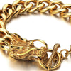 COOLSTEELANDBEYOND Masculine Style Mens Gold Dragon Curb Chain Bracelet of Stainless Steel Polished with Toggle Clasp - coolsteelandbeyond