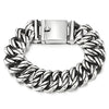 COOLSTEELANDBEYOND Masculine Style Vintage Old Metal Treatment Curb Chain Bracelet for Men Stainless Steel - coolsteelandbeyond