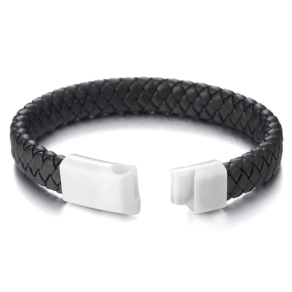 SHIEAGLELD Mens Leather Bracelet Handmade Braided Leather