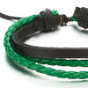 Men Women Multi-Strand Green Black Braided Leather Bracelet Leather Wristband Wrap Bracelet - COOLSTEELANDBEYOND Jewelry