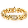 Men Women Stainless Steel Marine Anchor Curb Chain Bracelet Gold Color Polished with Cubic Zirconia - COOLSTEELANDBEYOND Jewelry