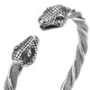Men Women Steel Cobra Snake Open Cuff Bangle Twist Braided Cable Bracelet, Adjustable - COOLSTEELANDBEYOND Jewelry