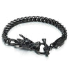 COOLSTEELANDBEYOND Mens Biker Stainless Steel Dragon Curb Chain Bracelet Toggle Clasp Gothic Style 8.9 Inches - coolsteelandbeyond