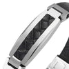 COOLSTEELANDBEYOND Mens Black Leather Wristband Bangle Bracelet, Steel ID Identification Embedded with Braided Leather - coolsteelandbeyond