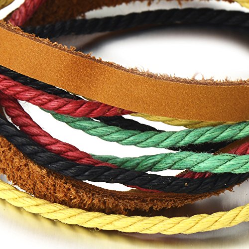 Mens Ladies Colorful Multi-Strand Leather Rope Bracelet Wristband Wrap Bracelet
