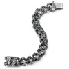 Mens Large Stainless Steel Curb Chain Bracelet with Wolf, Biker Masculine, Blacken - COOLSTEELANDBEYOND Jewelry