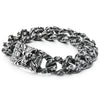 Mens Large Stainless Steel Curb Chain Bracelet with Wolf, Biker Masculine, Blacken - COOLSTEELANDBEYOND Jewelry