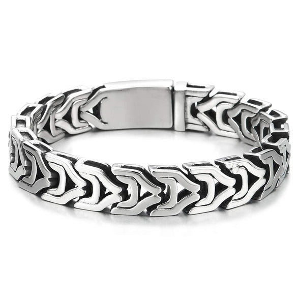 Mens Masculine Stainless Steel Link Chain Bracelet with Box Spring ...