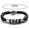 Mens Skull Black Leather Bracelet Genuine Leather Wristband Bangle with Stainless Steel Magnetic Clasp - COOLSTEELANDBEYOND Jewelry