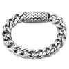 COOLSTEELANDBEYOND Mens Stainless Steel Curb Chain Bracelet with Dragon Snake Scales Magnetic Box Clasp, High Polished - coolsteelandbeyond