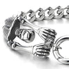 COOLSTEELANDBEYOND Mens Stainless Steel Skull Skeleton Curb Chain Bracelet with Spring O Clasp, Gothic Punk - coolsteelandbeyond