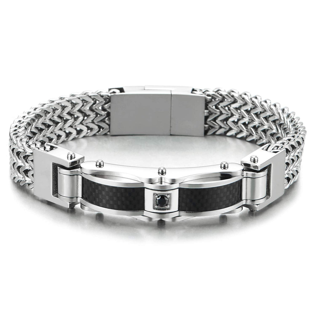 Mens Stainless Steel Square Franco Chain Curb Chain Bracelet, ID ...